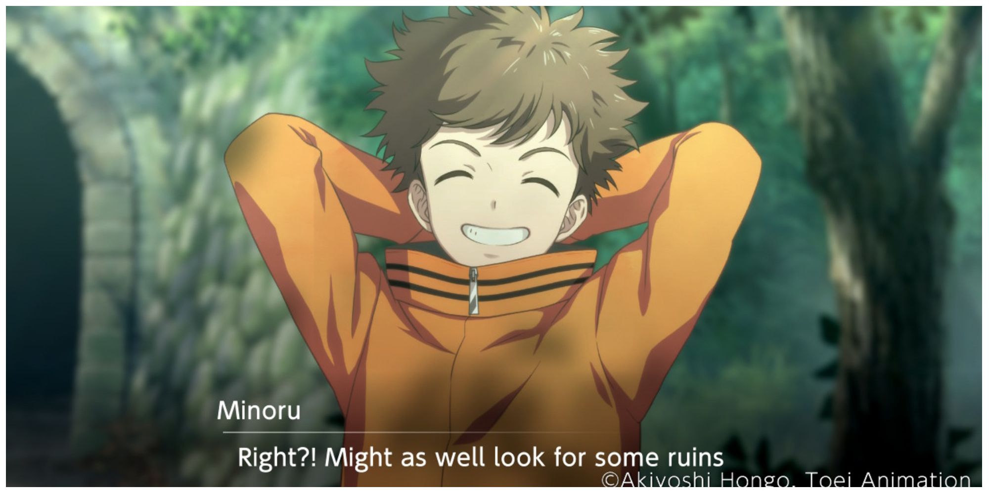 Minoru insists on checking the ruins the group has gotten lost in Digimon Survive.