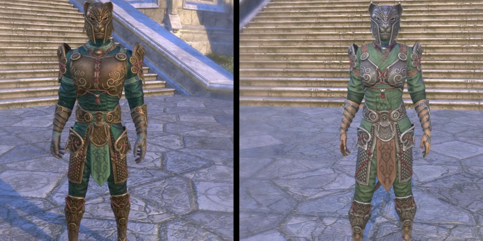 ESO Two Characters Wearing The Sunspire Heavy Armor Style