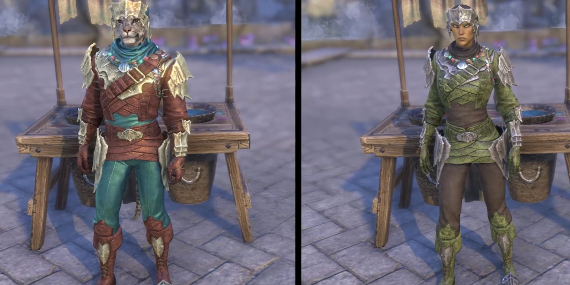 ESO Two Characters Wearing The Turning Tide Armor Set