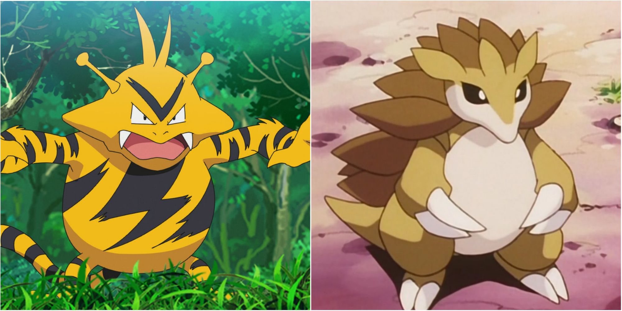 Split image screenshots of Electabuzz and Sandslash.