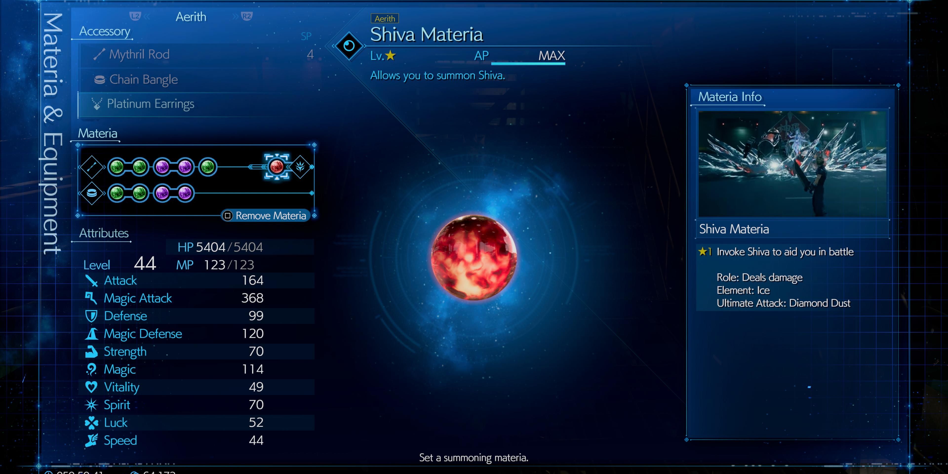 equip shiva summon materia final fantasy 7 remake