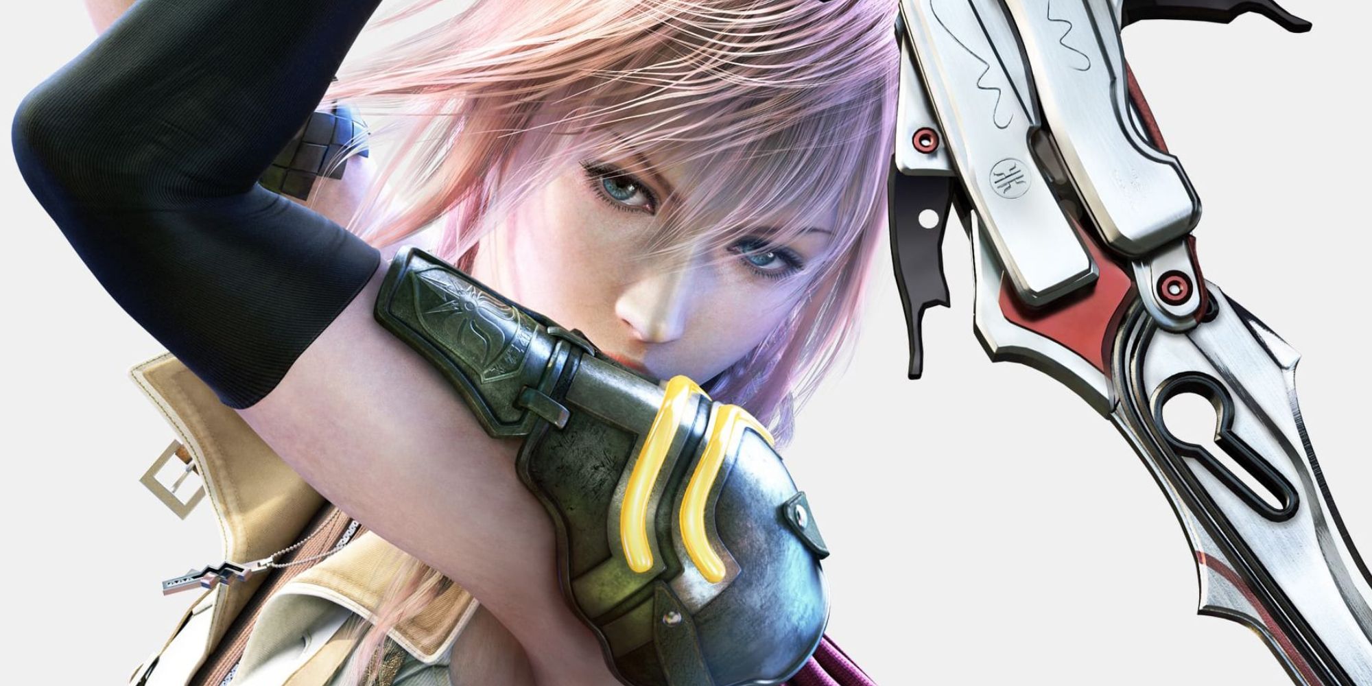 Lightning from Final Fantasy 13 poses with a sword