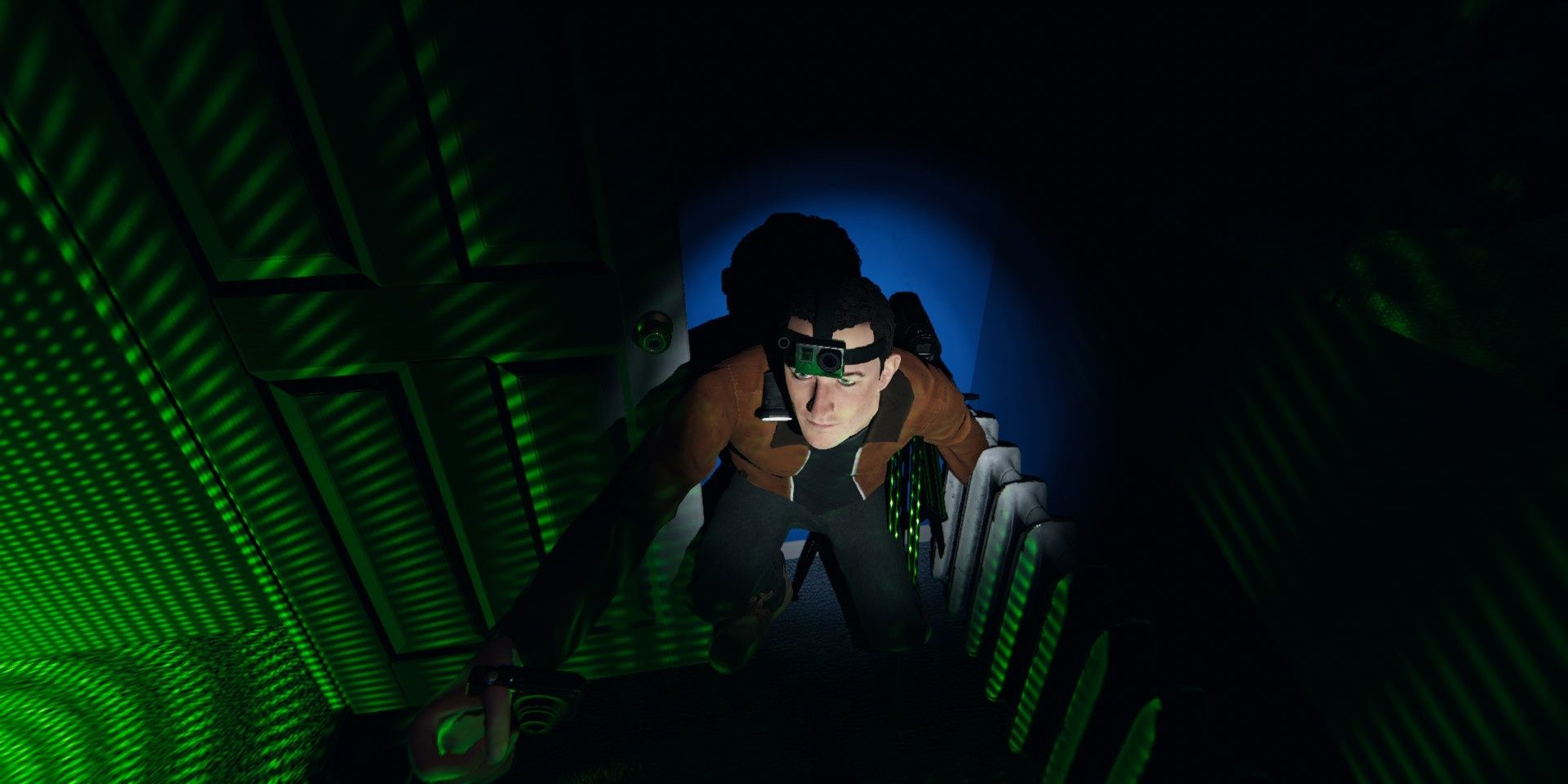 Player wearing a head mounted camera