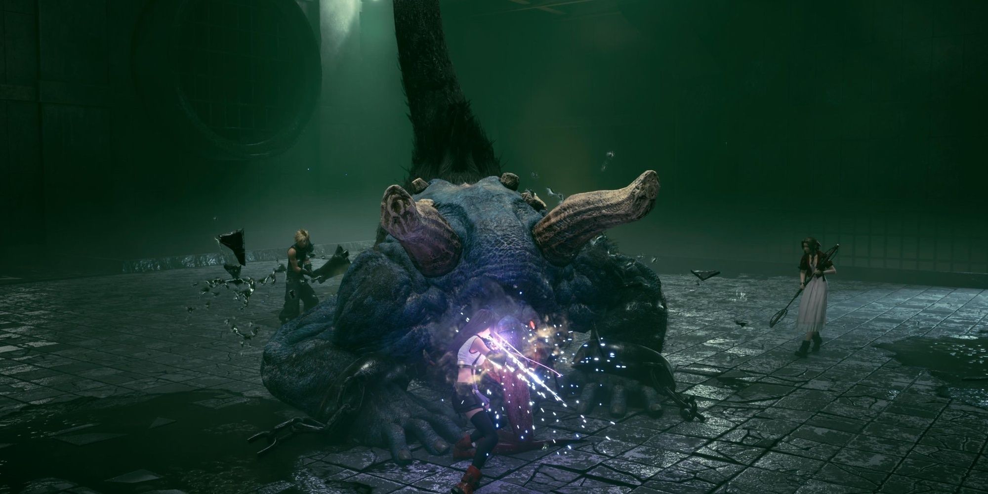 tifa fighting sewer monster final fantasy 7 remake