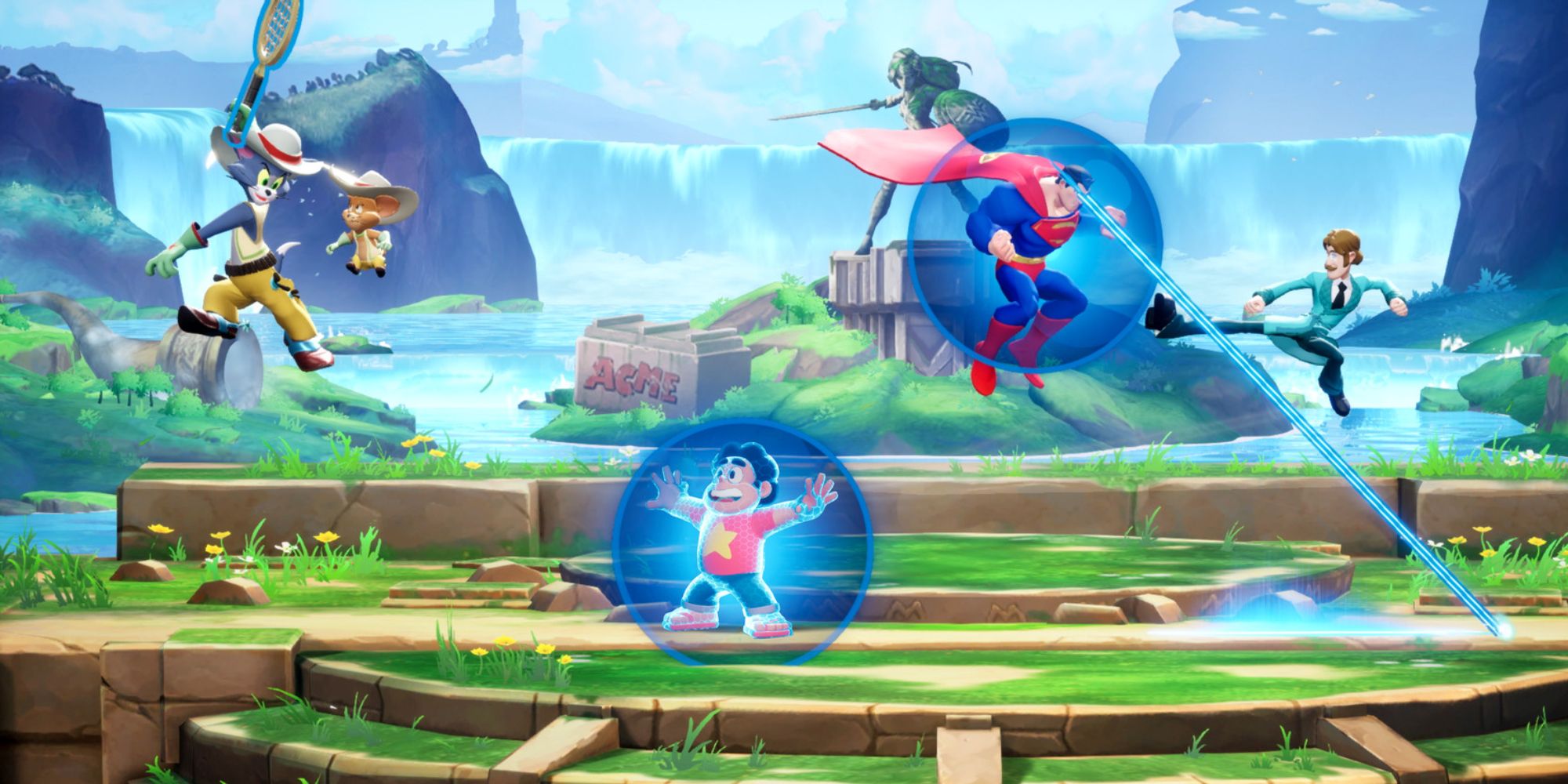 Tom & Jerry, Steven Universe, Superman, and Shagworthy fighting in MultiVersus