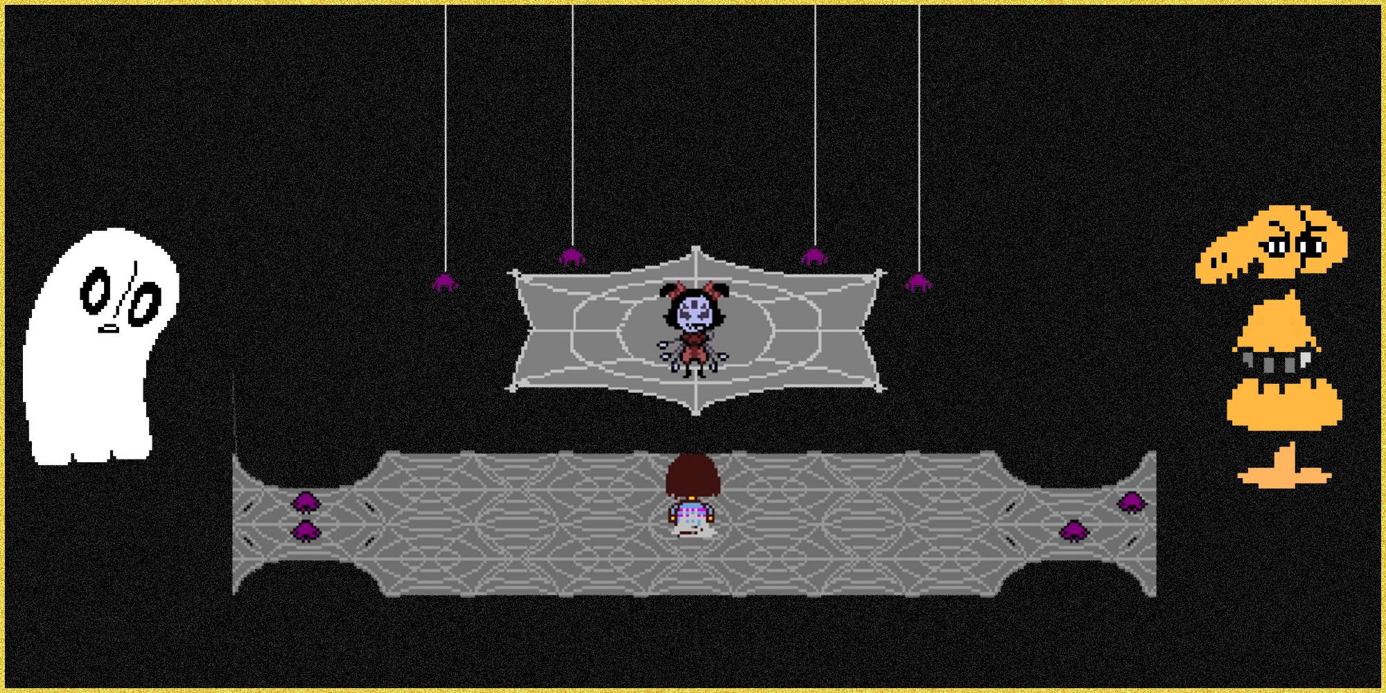 Napstablook, Muffet, and the Mad Dummy