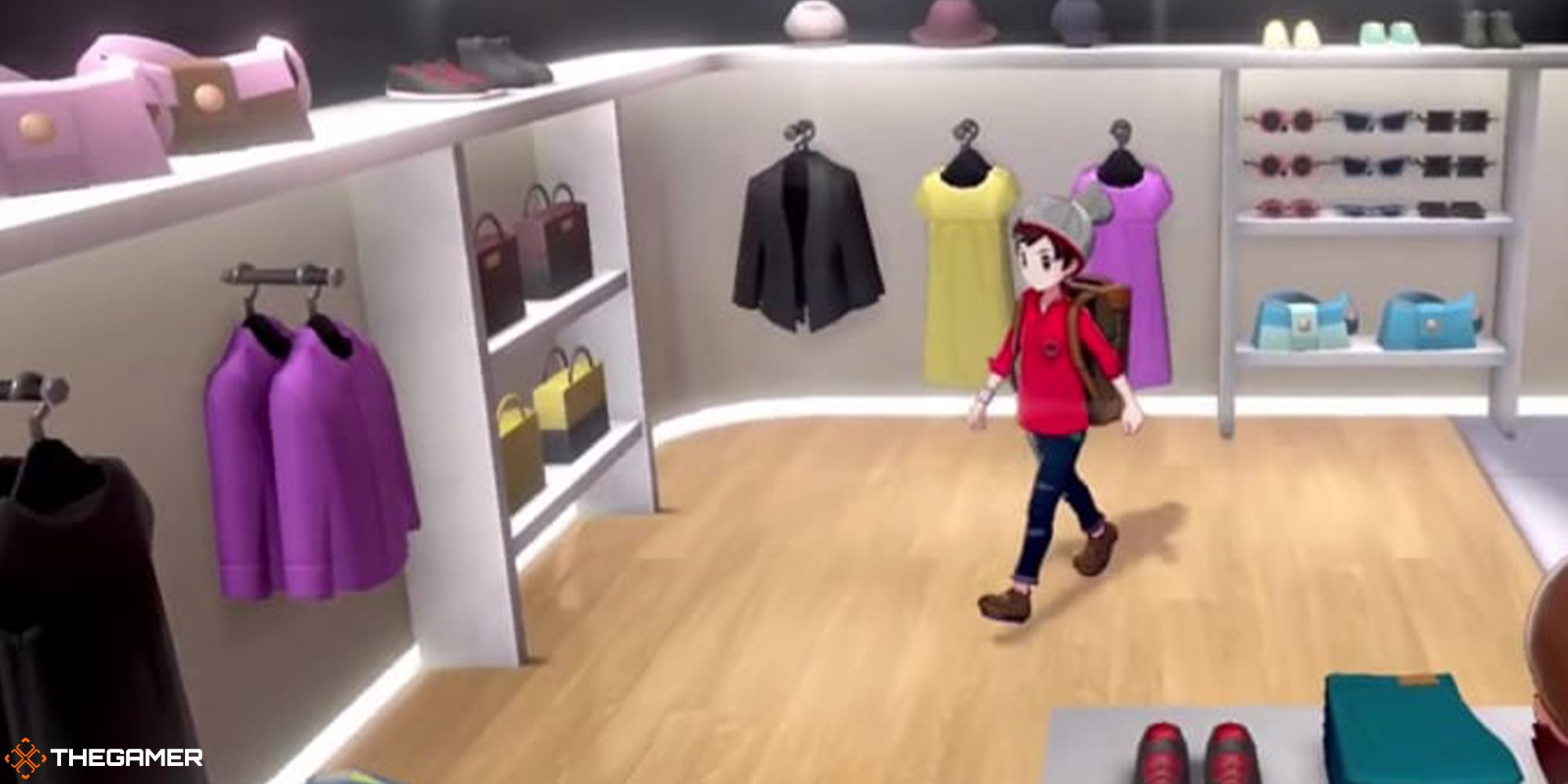 Pokemon Sword and Shield playerin a clothing store
