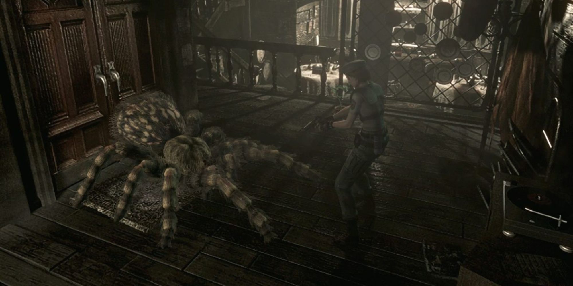 The first Giant Spider you encounter in the Resident Evil remake.