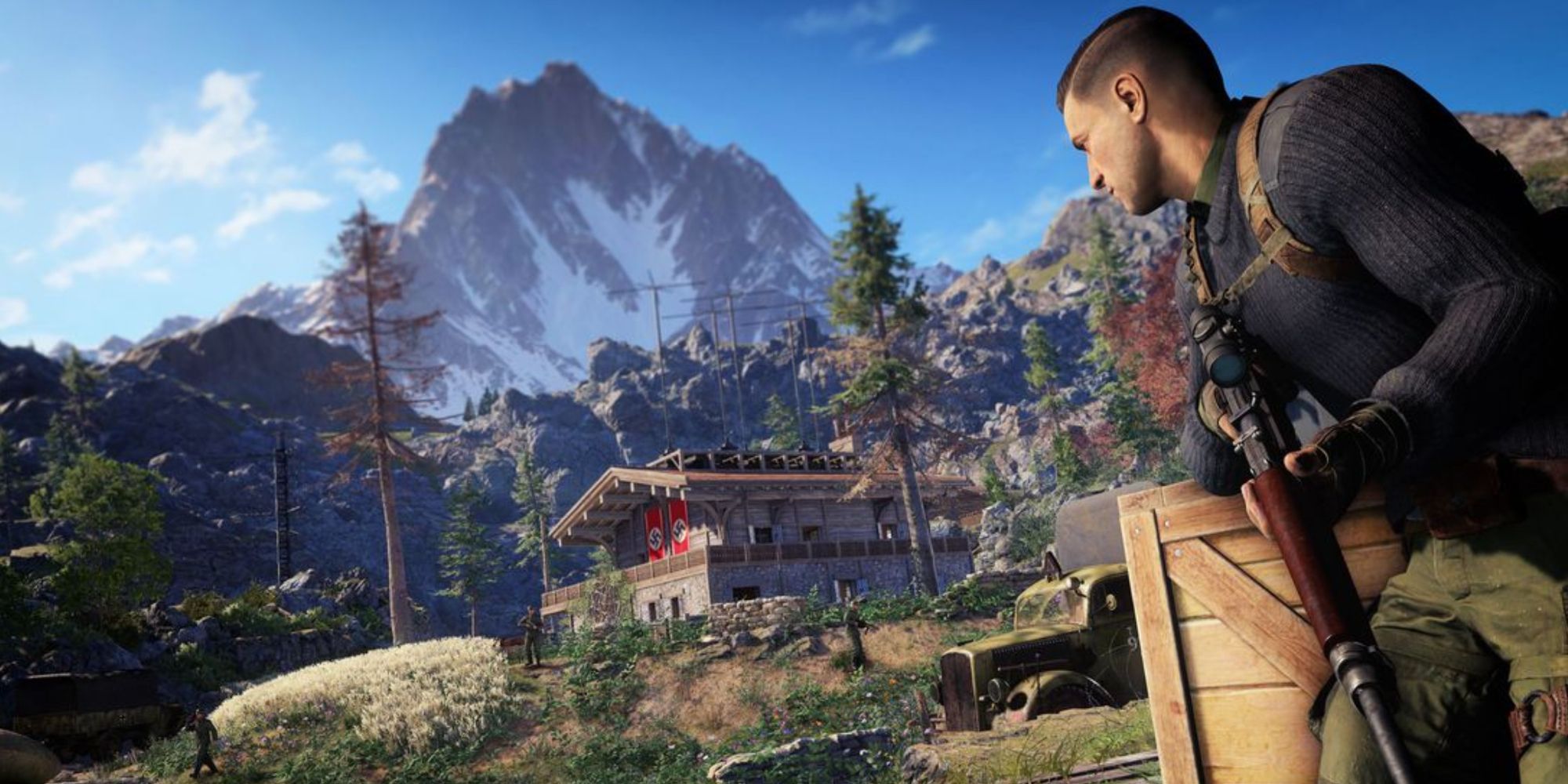 Karl Fairburne posted outsite a Nazi outpost in Sniper Elite 5