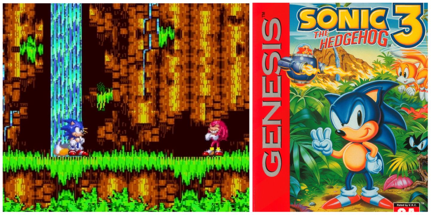 Collage of gameplay and box art of Sonic the Hedgehog 3 on Sega Genesis