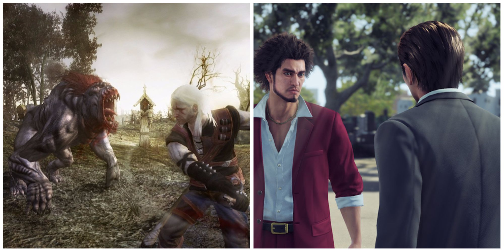 The witcher and Yakuza split image