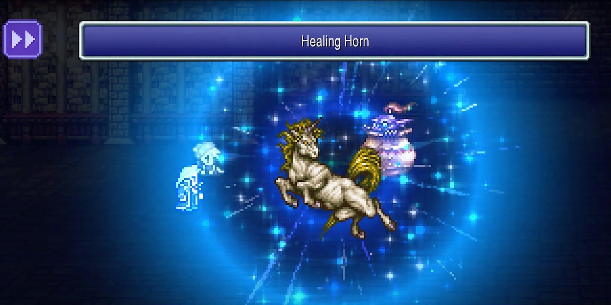 Unicorn casting healing horn for the party