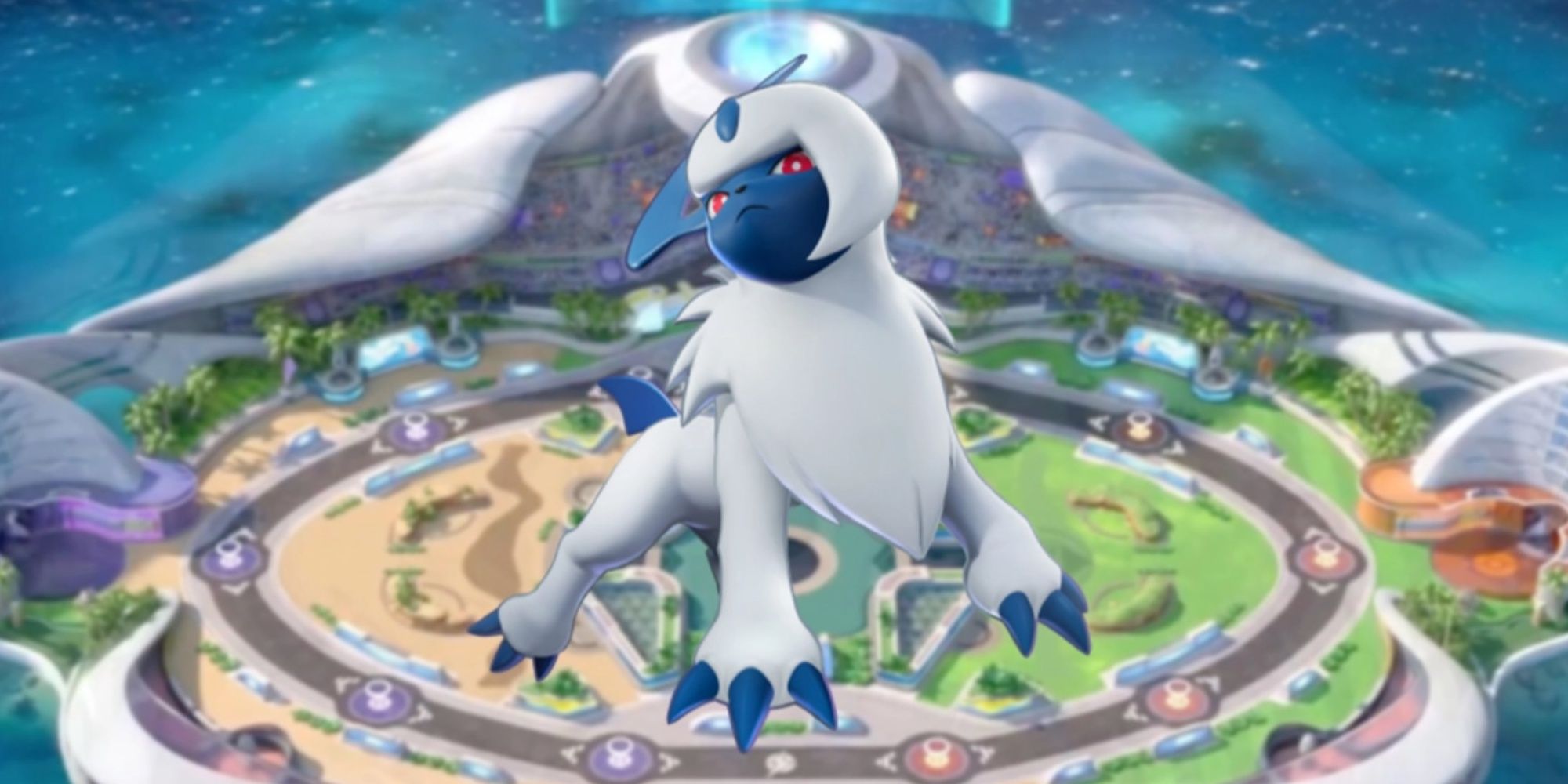 Pokemon Unite Jungler Absol posing triumphantly.