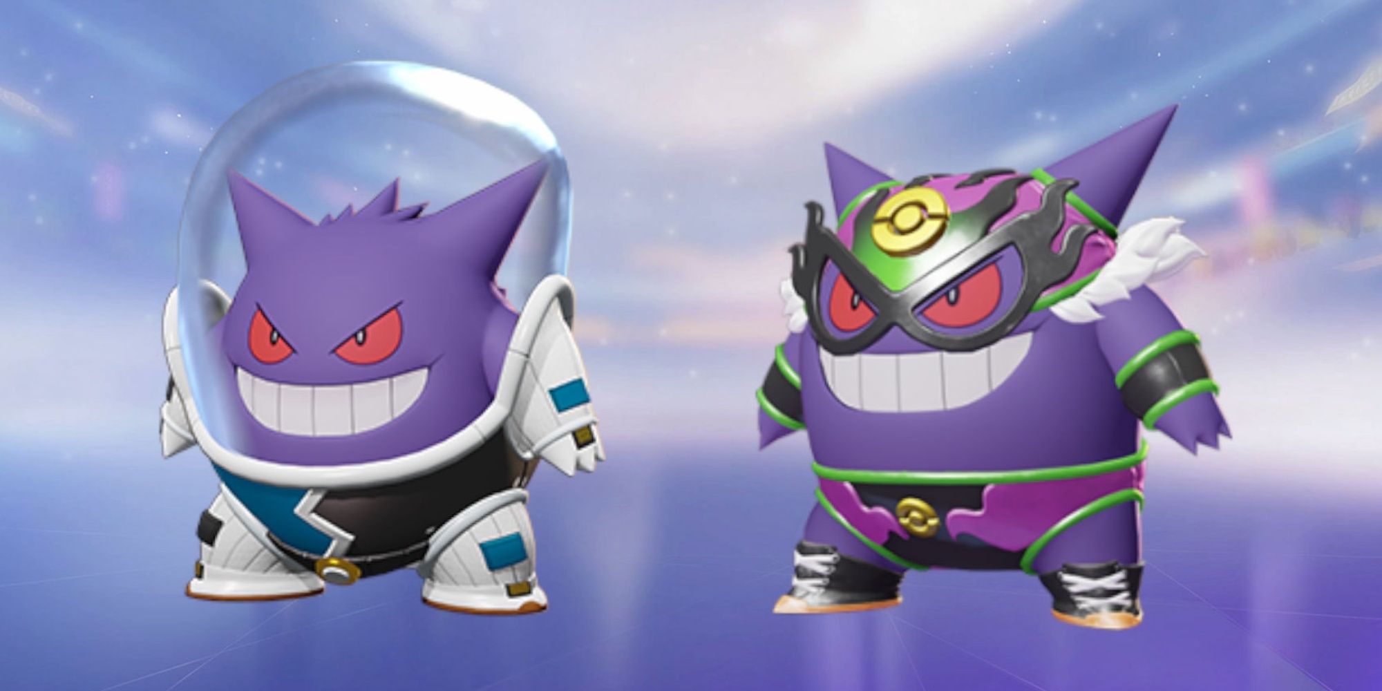Pokemon Unite Jungler Gengar in two holowear outfits.