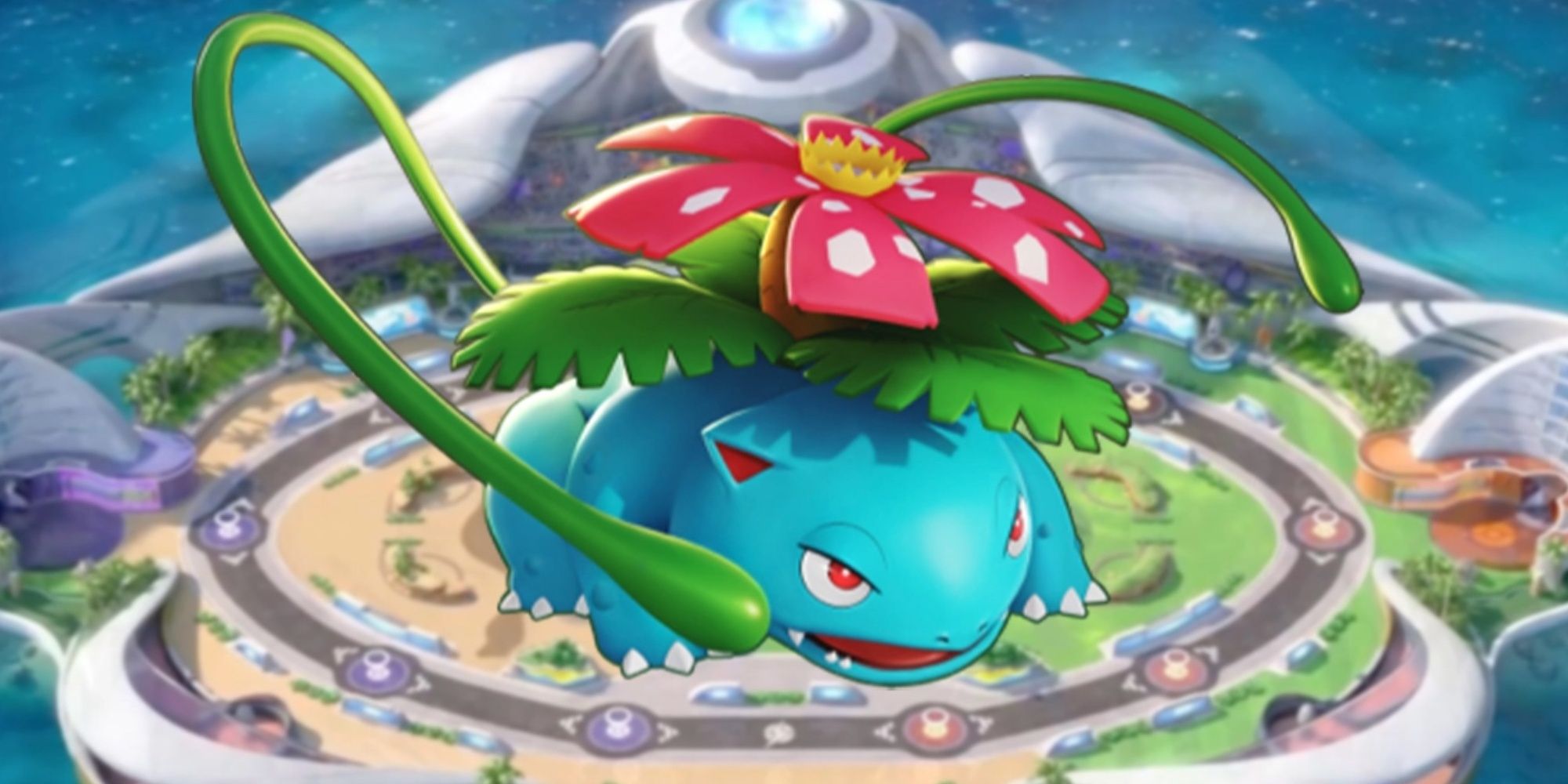 Pokemon Unite Jungler Venusaur readying a Vine Whip.