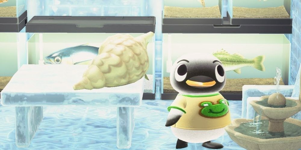Wade in his house in Animal Crossing: New Horizons.