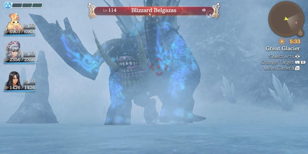 Blizzard Belgazas being fought in Xenoblade Chronicles Definitive Edition