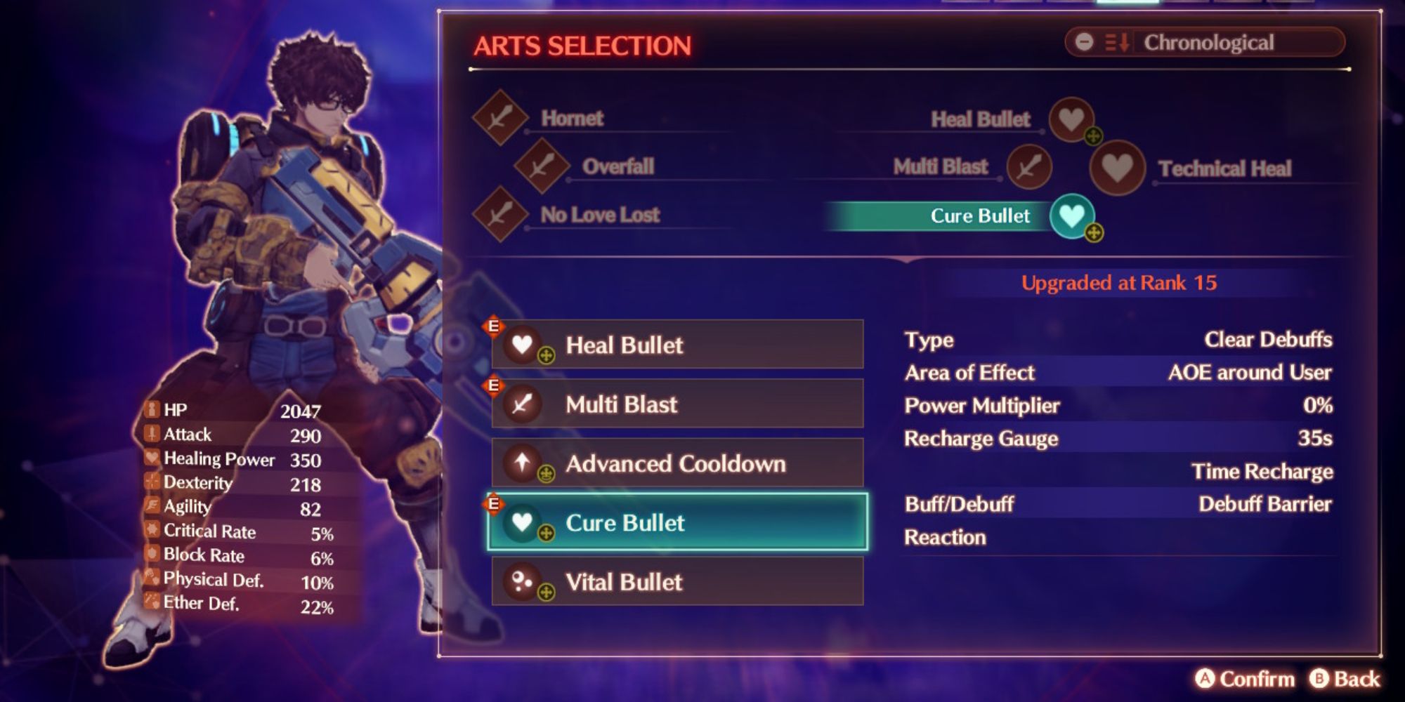 The Cure Bullet Art that removes Debuffs in Xenoblade Chronicles 3