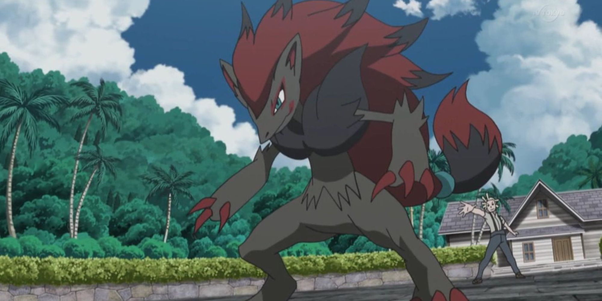 Zoroake stands in front of Mohn by a jungle