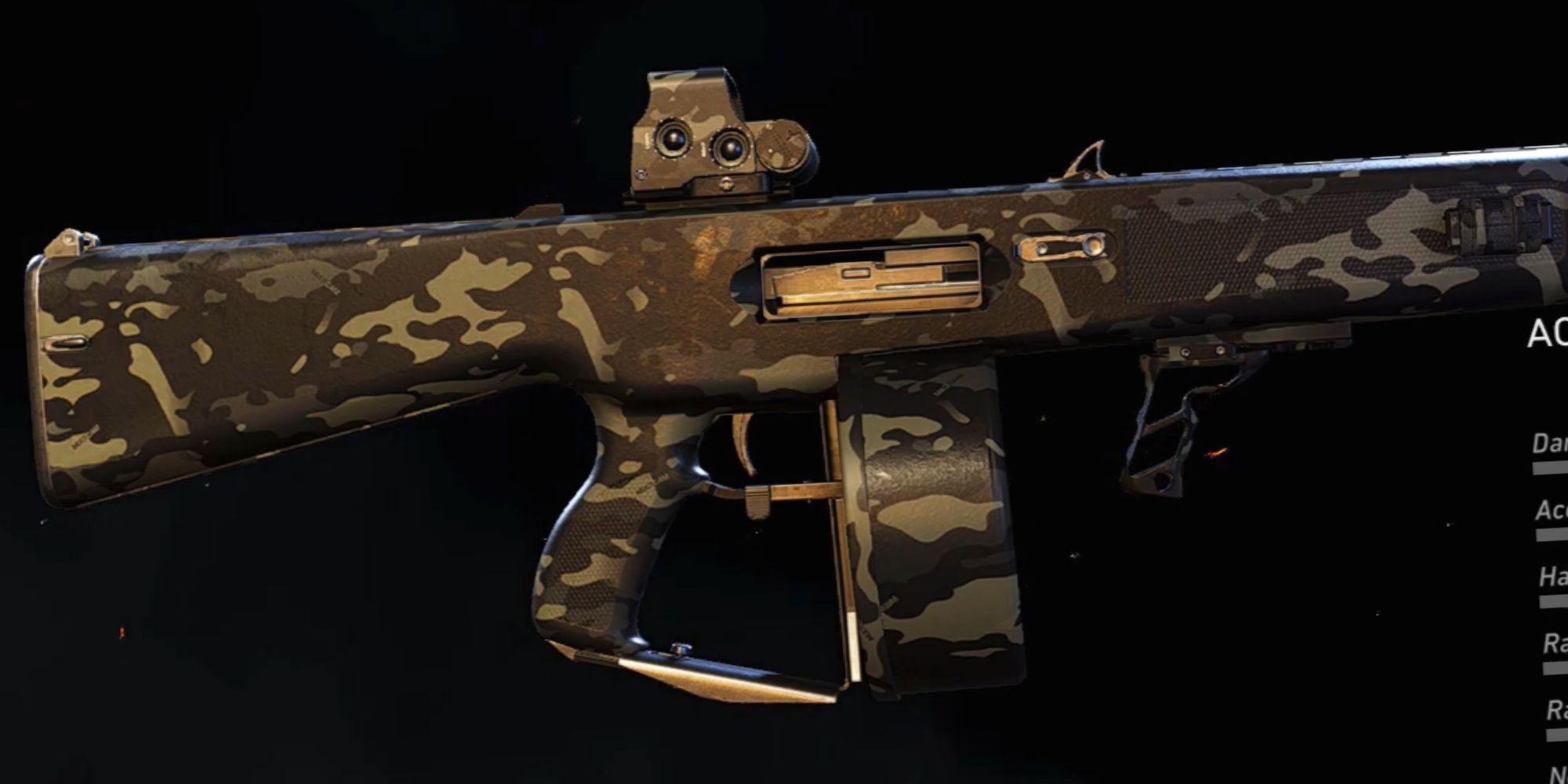 Ghost Recon Wildlands shotgun ACS-12 with camo skin zoomed in.