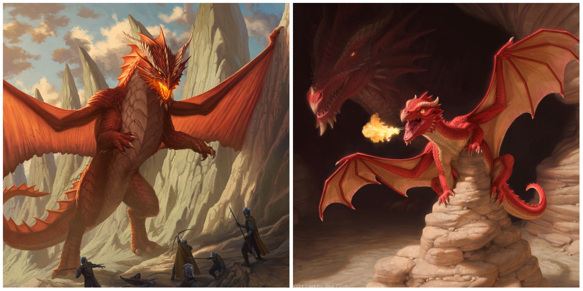 Magic Wrathful Red Dragon and Fearsome Whelp