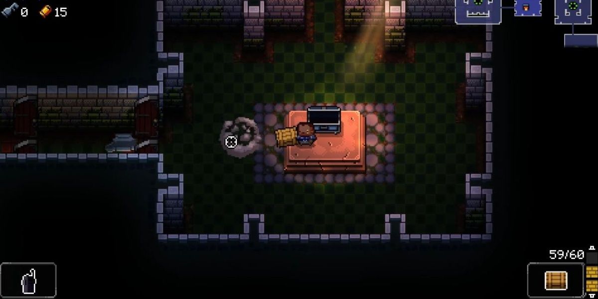 The Marine fires the Anvillain in Enter the Gungeon