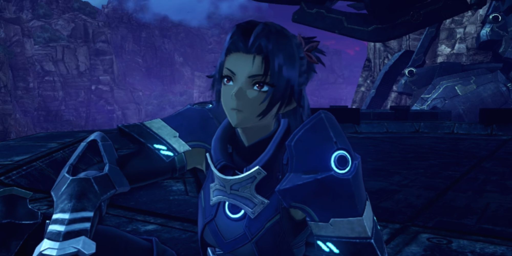 Xenoblade Chronicles 3 Ashera sitting at night looking up to the sky.