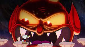 Cuphead fighting the Devil