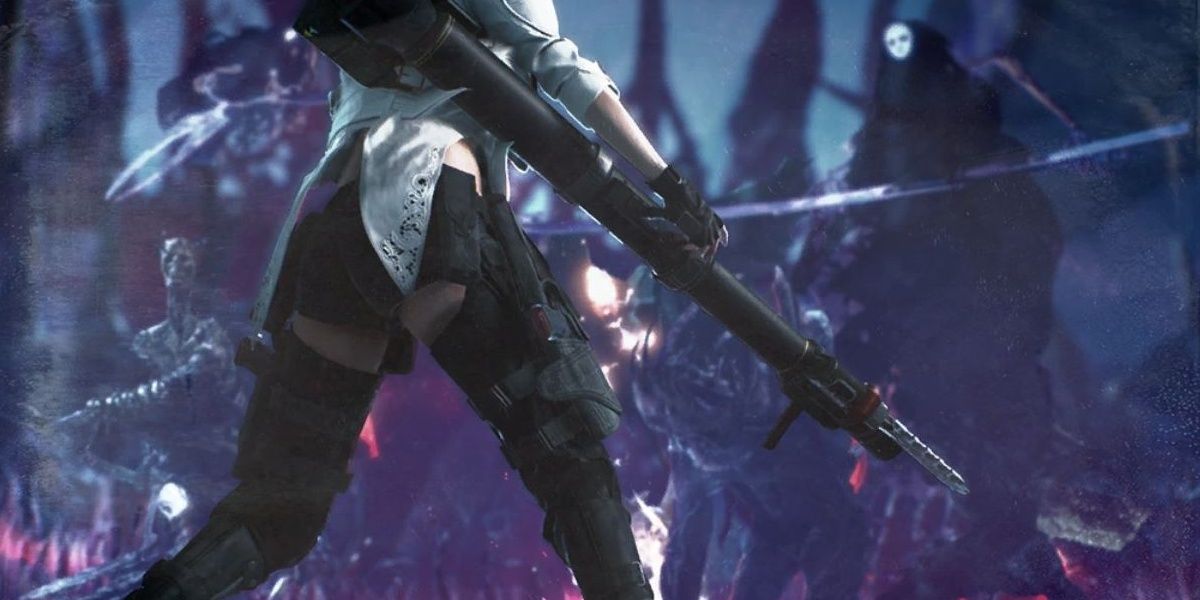 Lady holding Kalina Ann in Devil May Cry 5