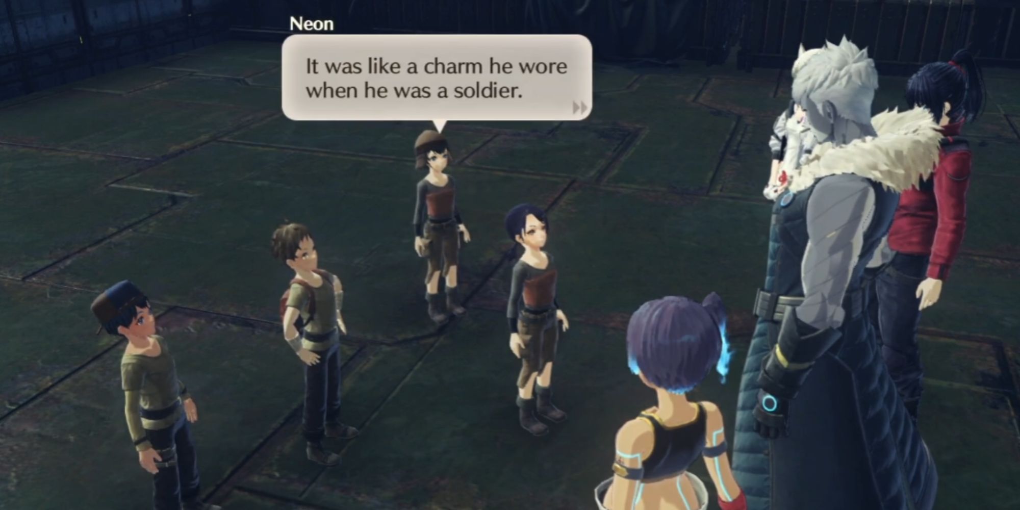 Xenoblade Chronicles 3 Neon talking to Noah about a gift made for him.