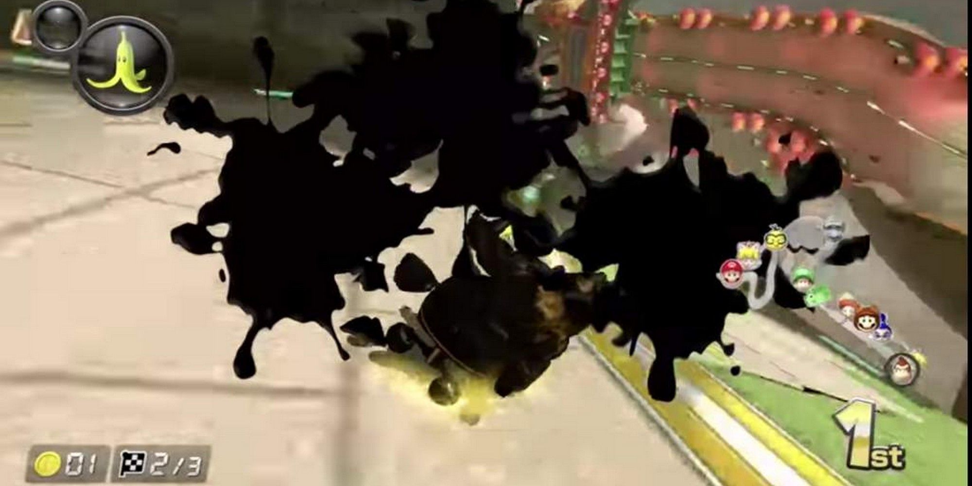 mario kart blooper ink squid blind black spot blotches racing race items