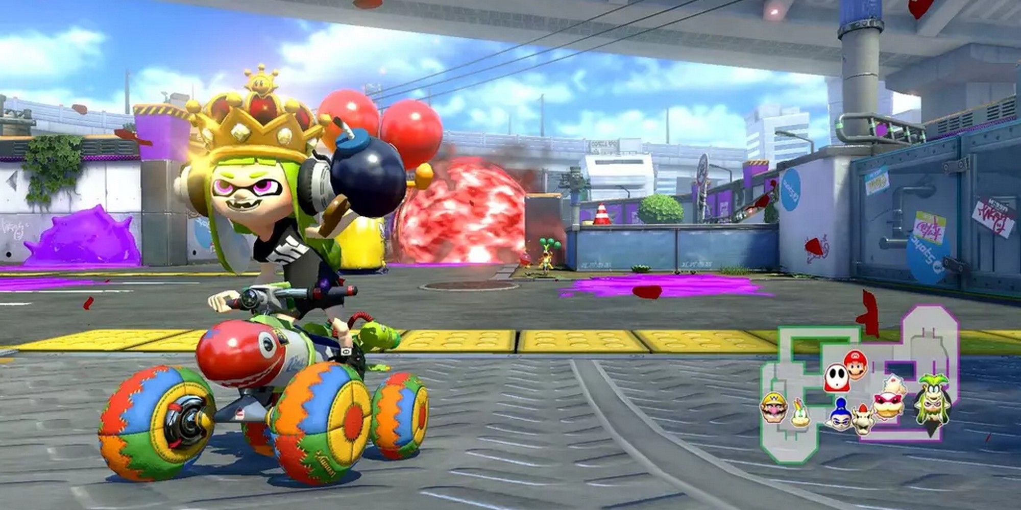 mario kart bob-omb item inkling race racing explode color