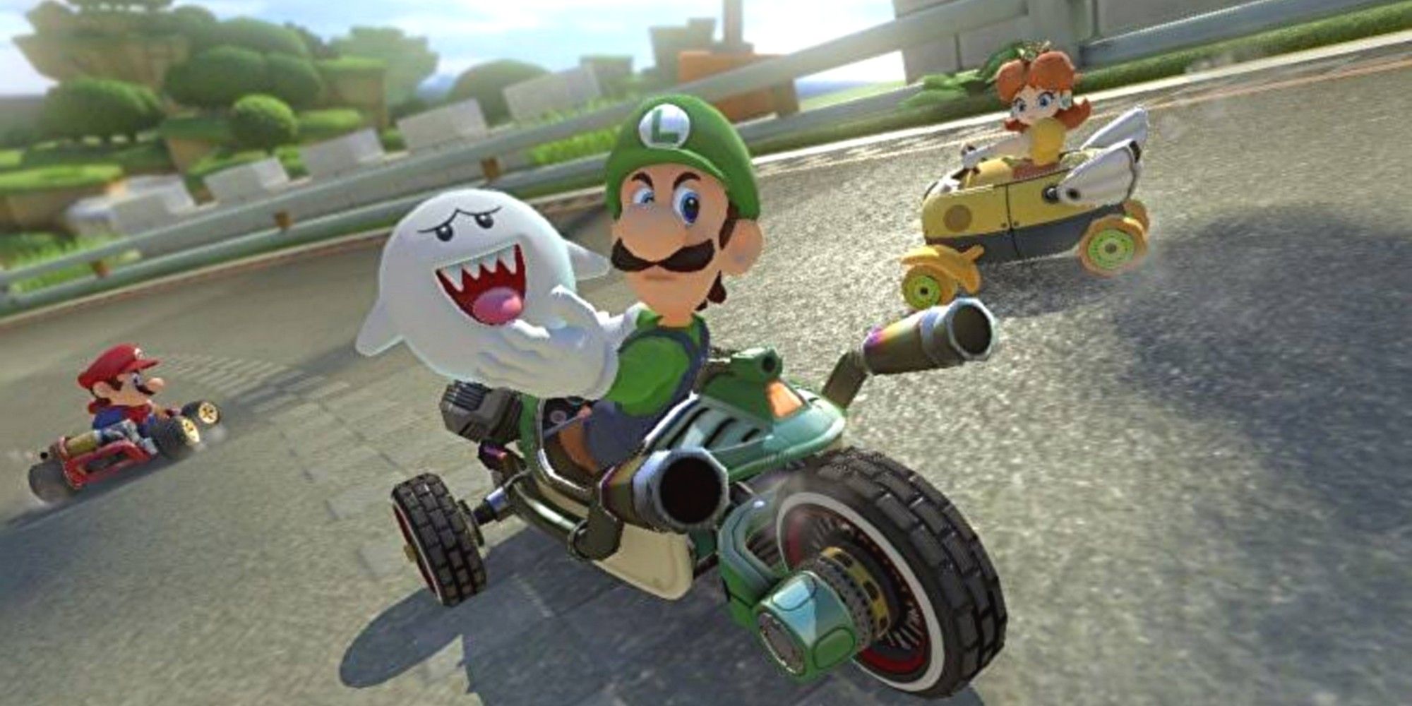 mario kart boo item luigi mario daisy racing race car bike