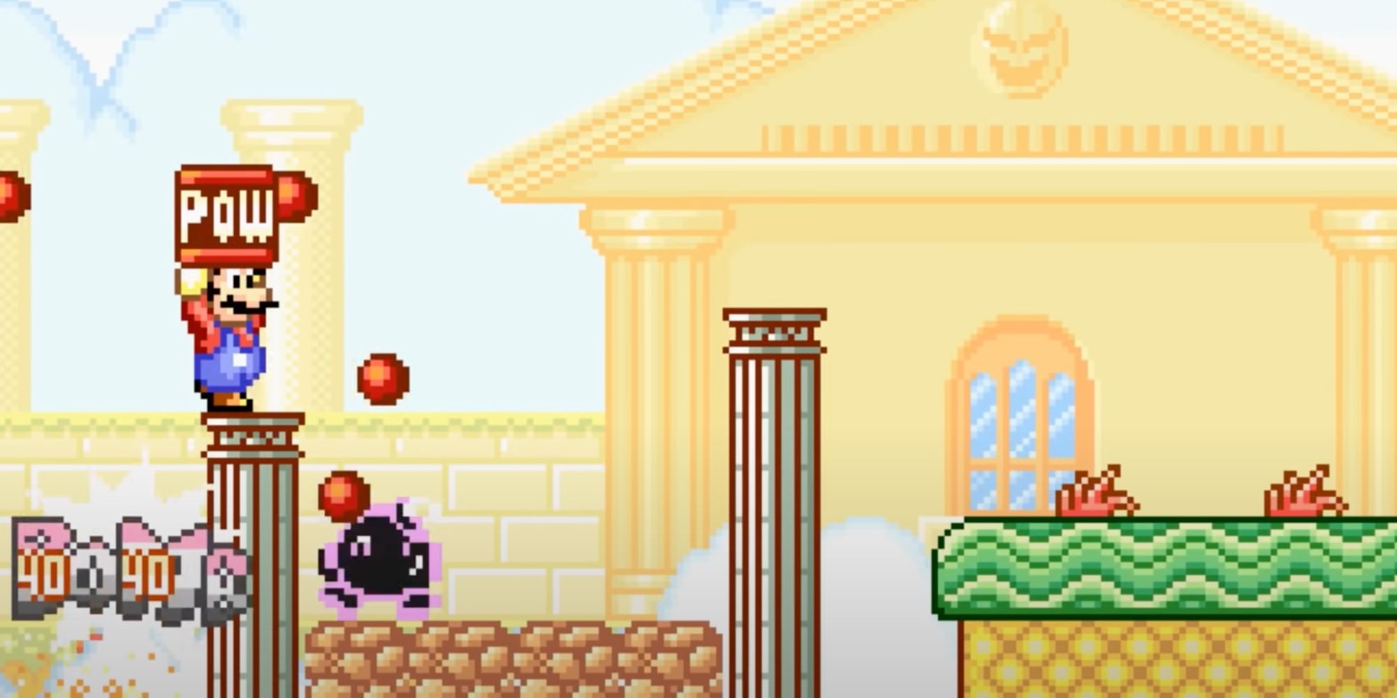 super mario bros 2 world 7 mario jumping through sky on pillars
