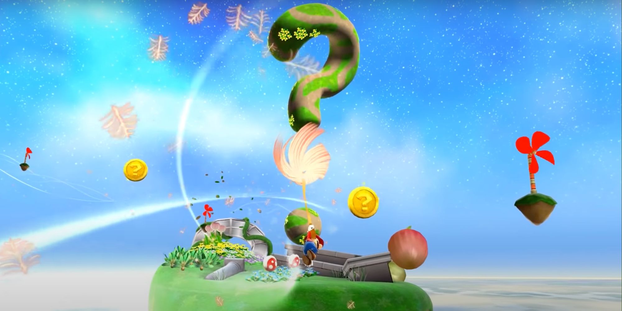 super mario galaxy gusty garden galaxy mario flying with dandelion seed