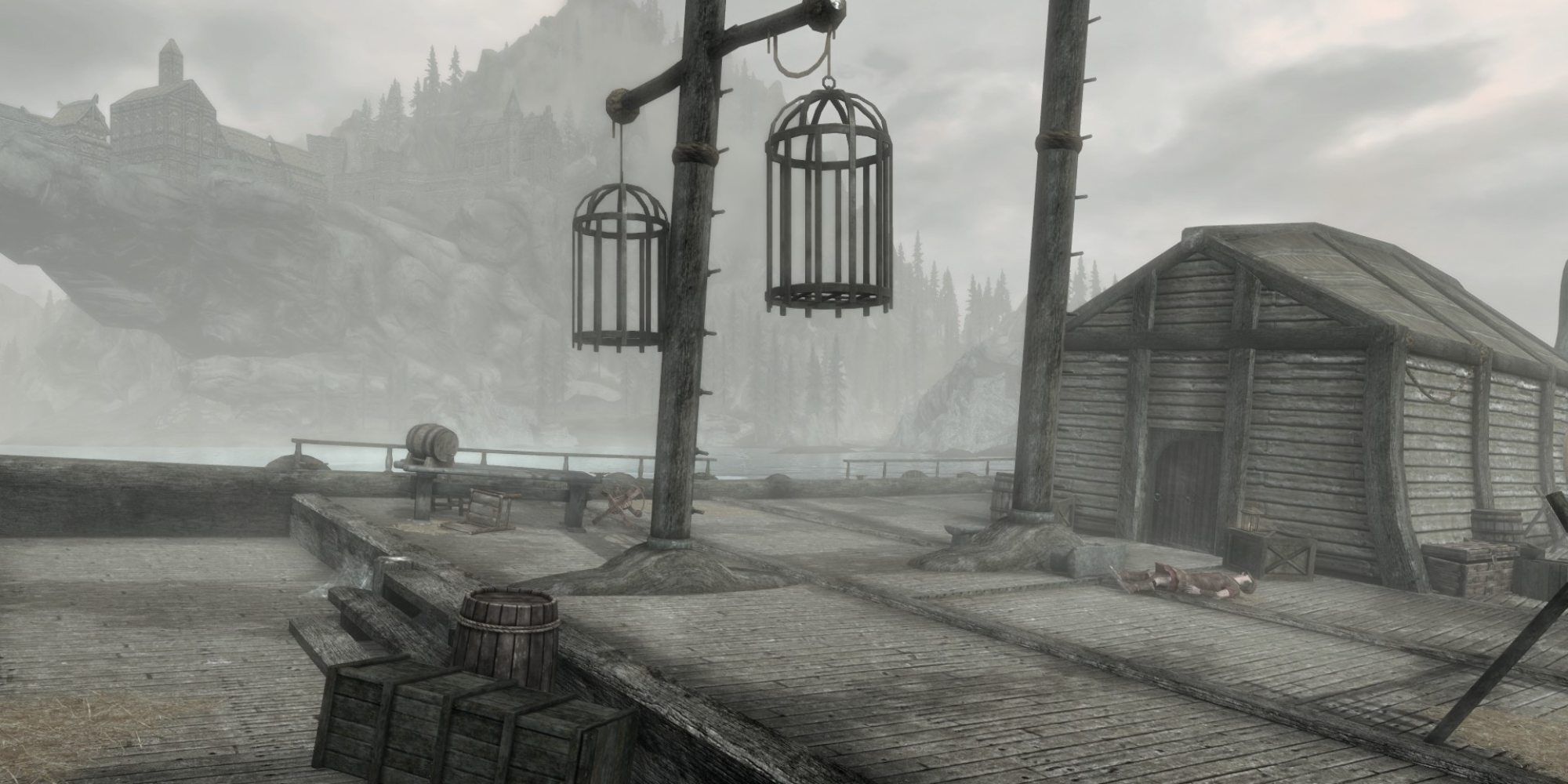 Skyrim screenshot of the Icerunner wreck.