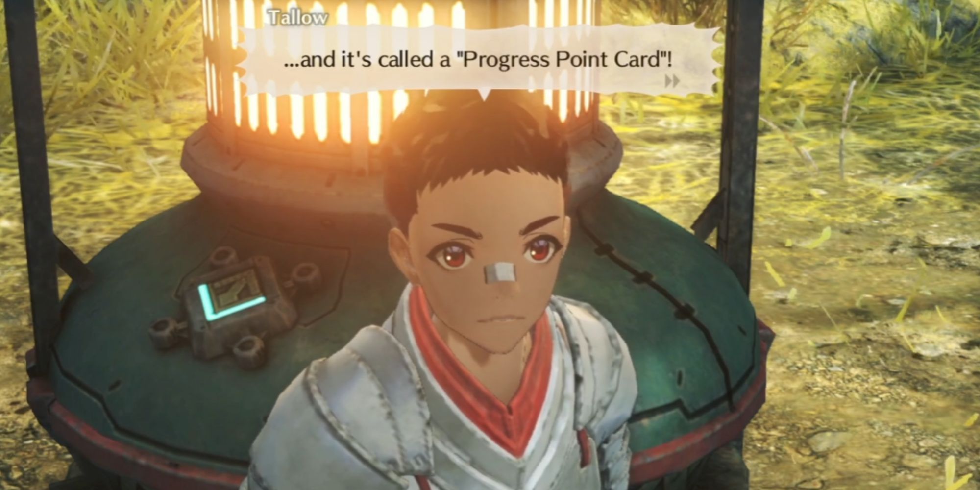 Xenoblade Chronicles 3 Tallow talking about a Progress Point Card.