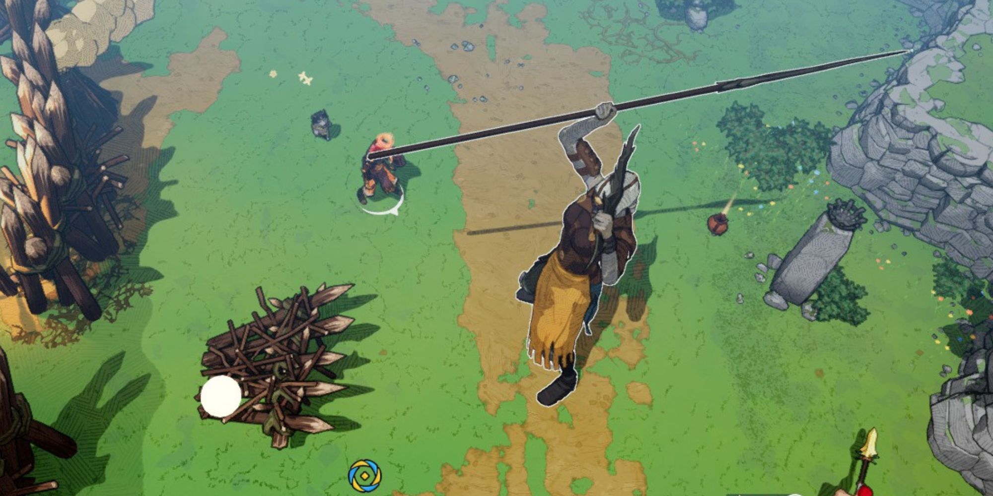 Jarnsaxa lifts her spear in her initial form