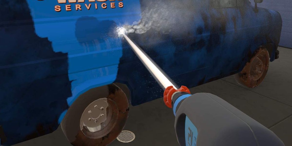 Spraying a car clean
