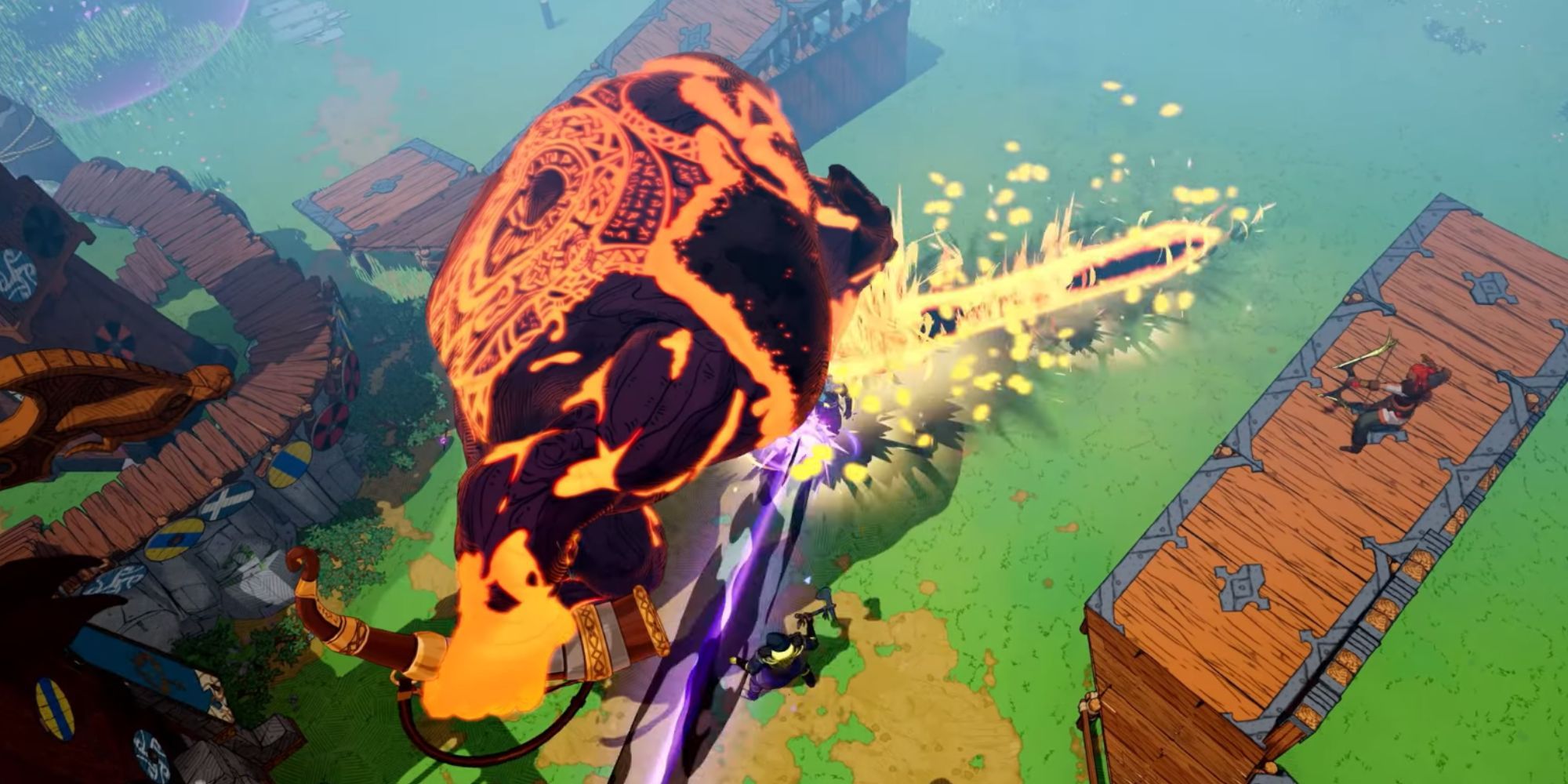 Halogi slices down with his sword