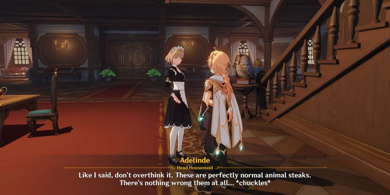Adelinde talking to Traveler in Dawn Winery in Genshin Impact
