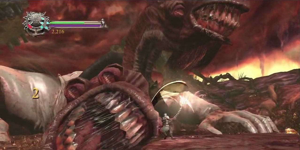 Dante battling cerberus in the third circle of hell: Gluttony