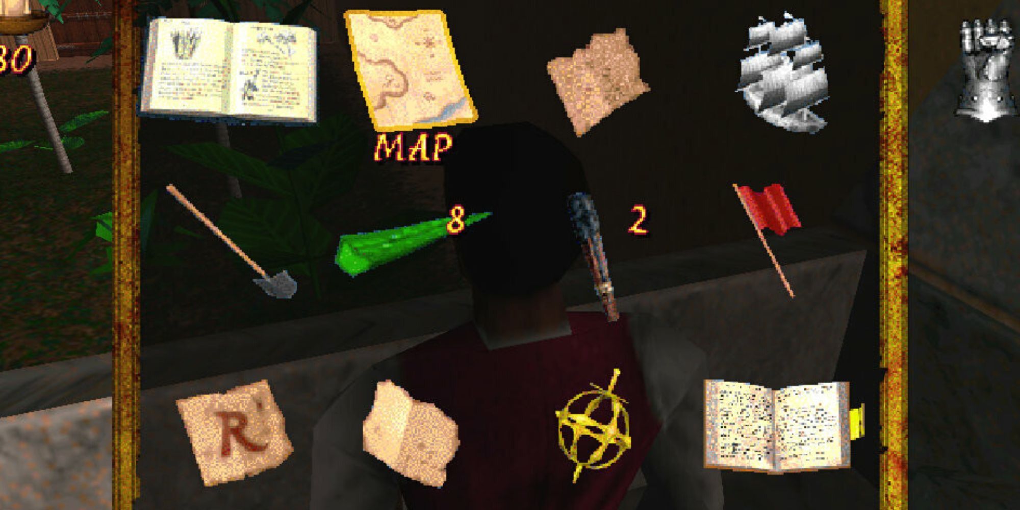 Elder Scrolls Redguard inventory selection screen.