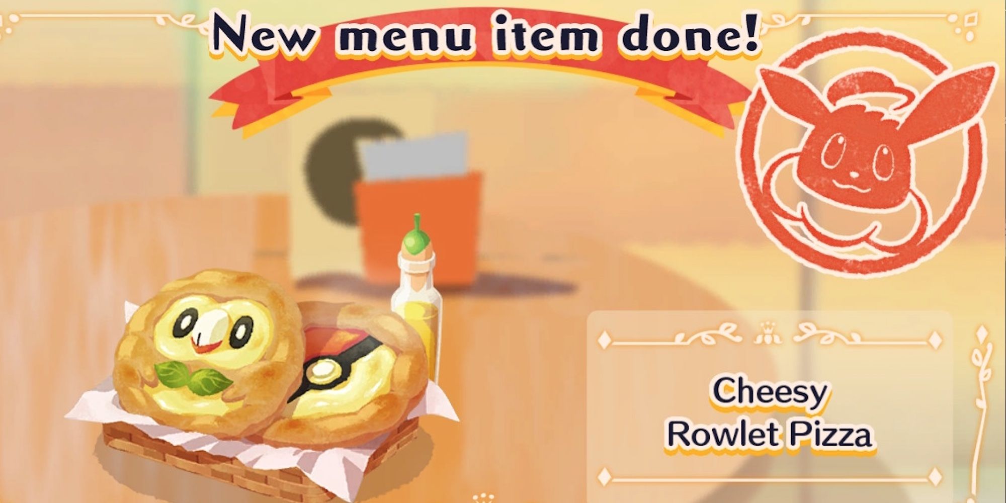 Cheesy Rowlet Pizza from Pokemon Cafe Mix and Pokemon Cafe Remix