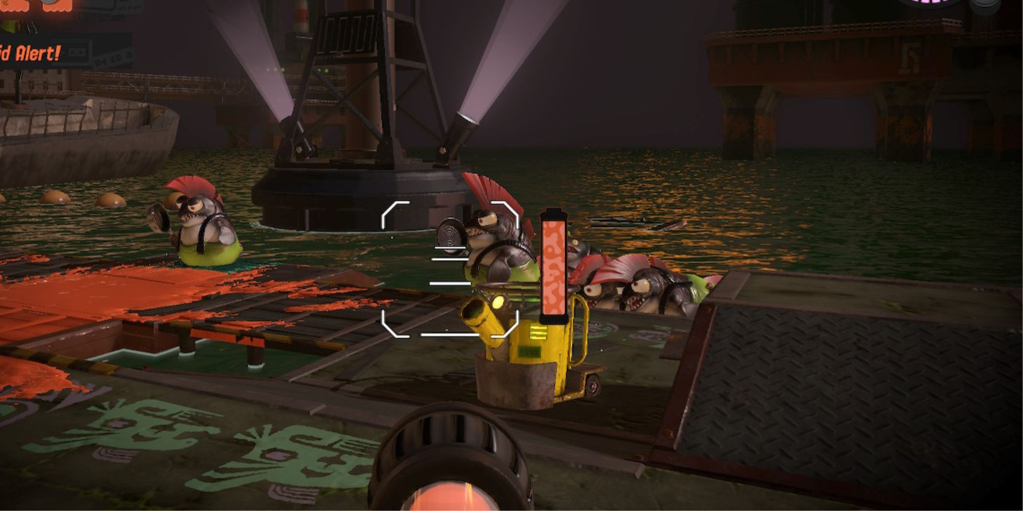 A canon aims at a group of Cohocks at Sockeye Station