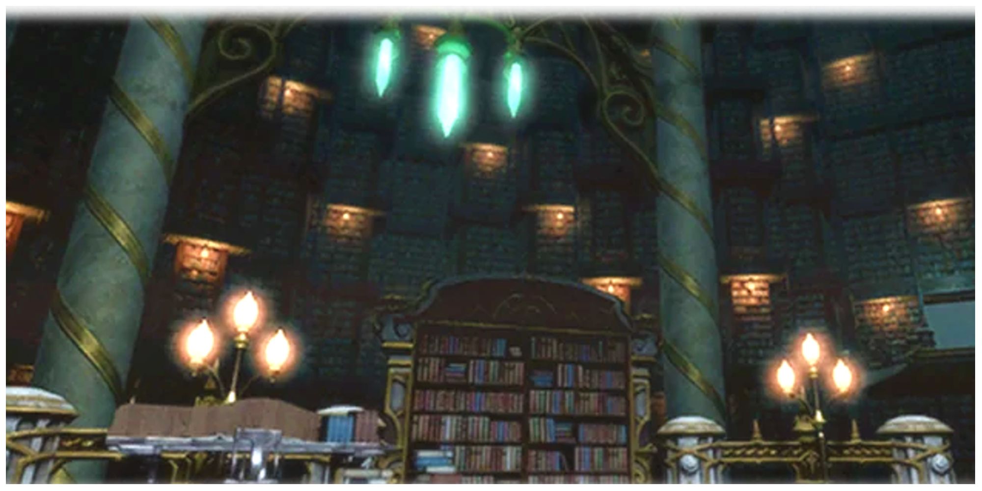 The Great Gubal Library books all over the wall and ground