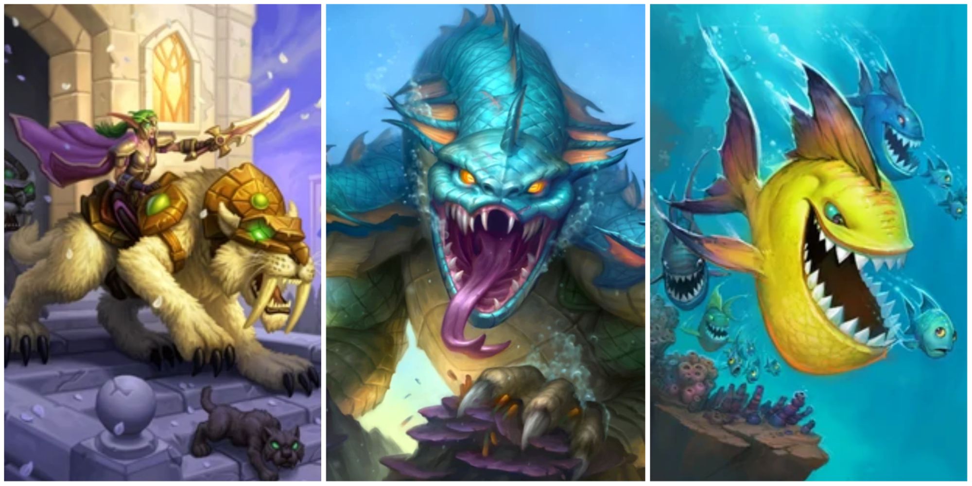 Hearthstone - collage Azsharan Saber, Hydralodon, Swarmer