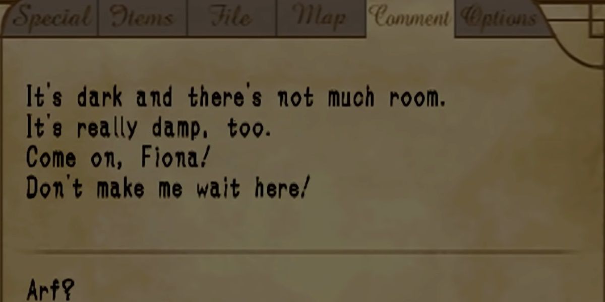 Comments tab from Haunting Ground