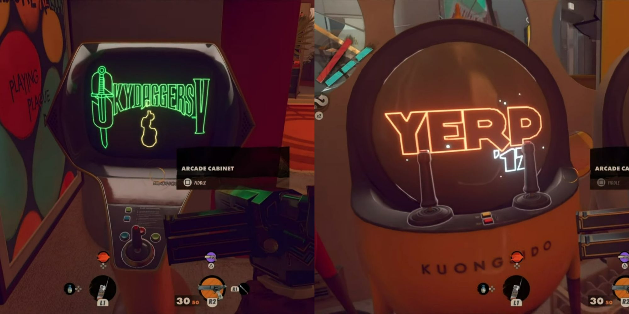 Deathloop Arcade Split image of Skydaggers V and Yerp 17