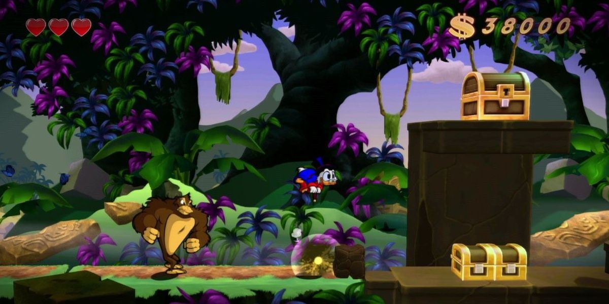 Scrooge McDuck bounces through The Amazon.